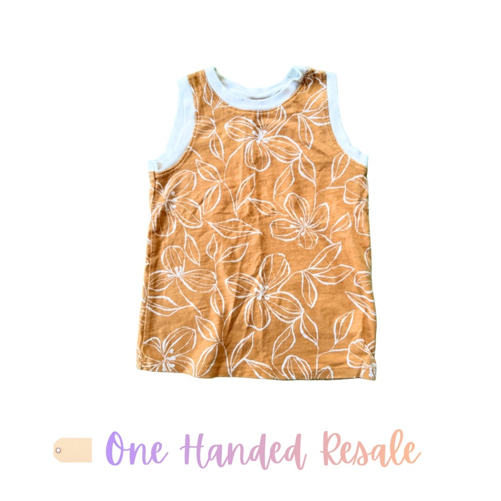 🌻 Little Co by Lauren Conrad Floral Sleeveless Mustard Yellow White Tank Top 24M